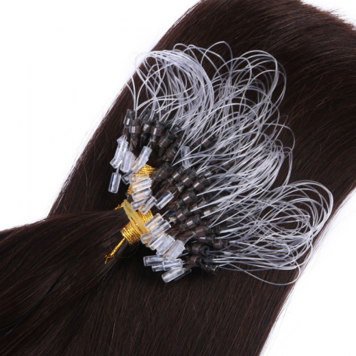 25 x Micro Ring / Loop - 2 Dunkelbraun - Hair Extensions 100% Echthaar - NOVON EXTENTIONS