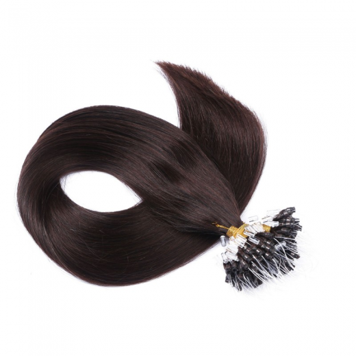 25 x Micro Ring / Loop - 2 Dunkelbraun - Hair Extensions 100% Echthaar - NOVON EXTENTIONS