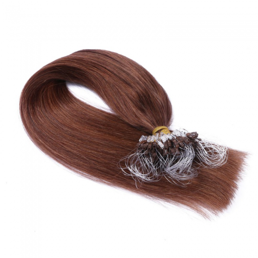 25 x Micro Ring / Loop - 33 Rotbraun - Hair Extensions 100% Echthaar - NOVON EXTENTIONS