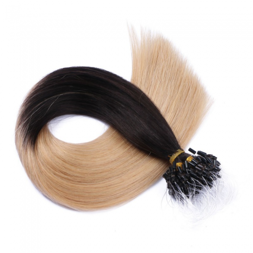 25 x Micro Ring / Loop - 1b/24 Ombre - Hair Extensions 100% Echthaar - NOVON EXTENTIONS