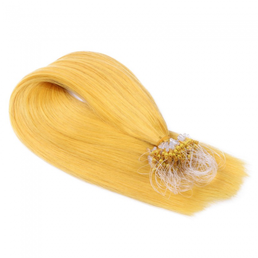25 x Micro Ring / Loop - Yellow - Hair Extensions 100% Echthaar - NOVON EXTENTIONS