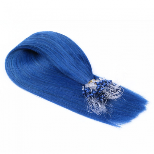 25 x Micro Ring / Loop - Blue - Hair Extensions 100% Echthaar - NOVON EXTENTIONS