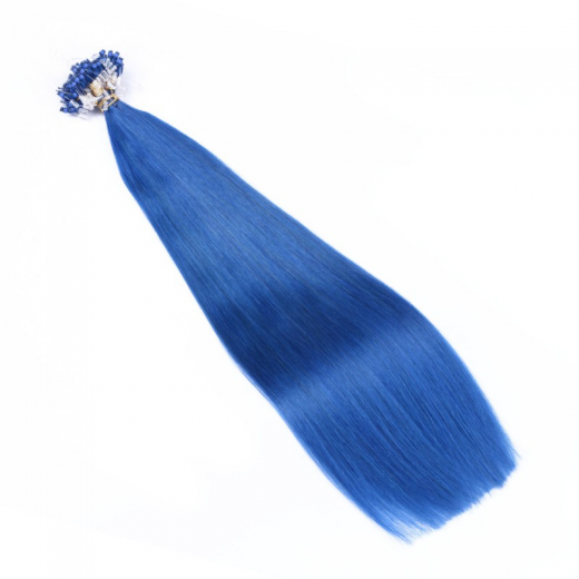25 x Micro Ring / Loop - Blue - Hair Extensions 100% Echthaar - NOVON EXTENTIONS