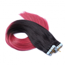 10 x Tape In - 1b/Burg Ombre - Hair Extensions - 2,5g -...