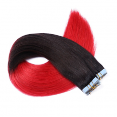 10 x Tape In - 1b/Red Ombre - Hair Extensions - 2,5g -...