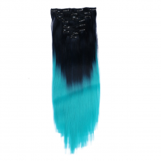 #1B/Skyblue Ombre - Clip In Extensions / 8 Tressen /...