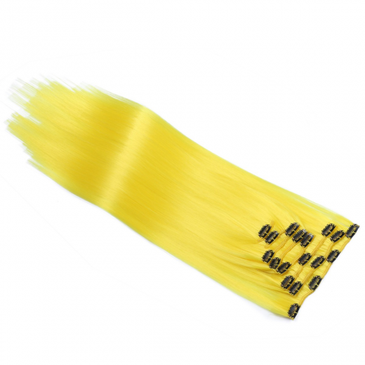 #Yellow - Clip-In Hair Extensions / 8 Tressen / Haarverlngerung XXL Komplettset 50 cm - Glatt