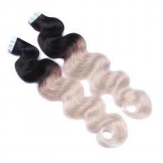10 x Tape In - 1b/Grey Ombre - GEWELLT Hair Extensions -...