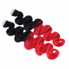 10 x Tape In - 1b/Red Ombre - GEWELLT Hair Extensions -...