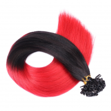 25 x Keratin Bonding Hair Extensions - 1b/Red Ombre -...